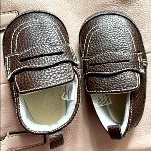 Wee Tots Size 3 Pebbled Brown Leather Loafers